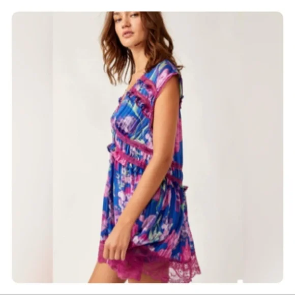 Free People SPRING FLING MINI DRESS SIZE LARGE - Picture 5 of 16